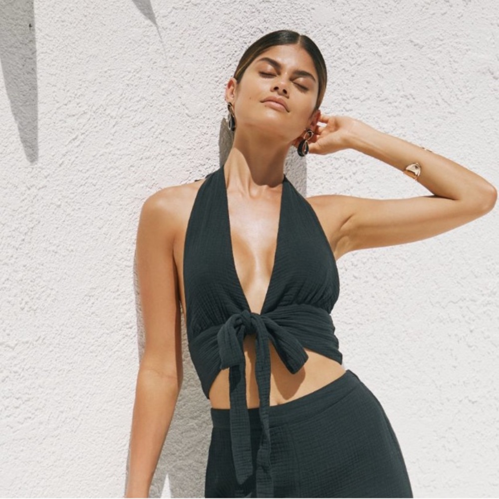 Lspace Black Santos Tie Top